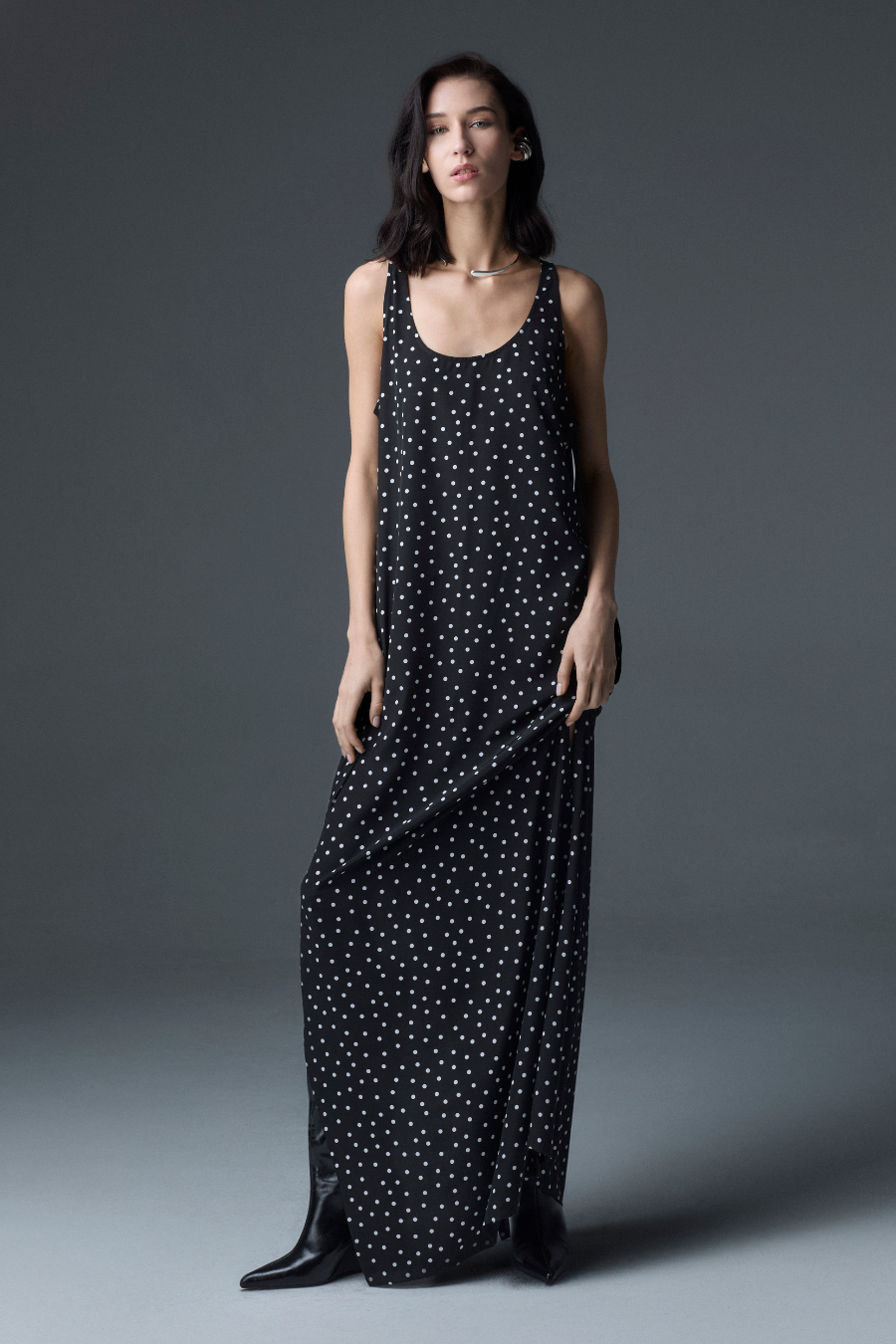 Ladies Polka Roundneck Dress