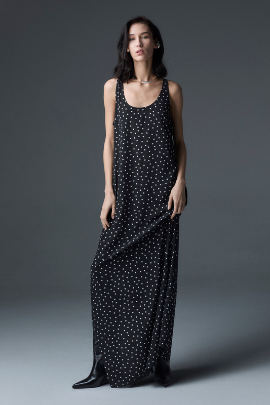 Ladies Polka Roundneck Dress