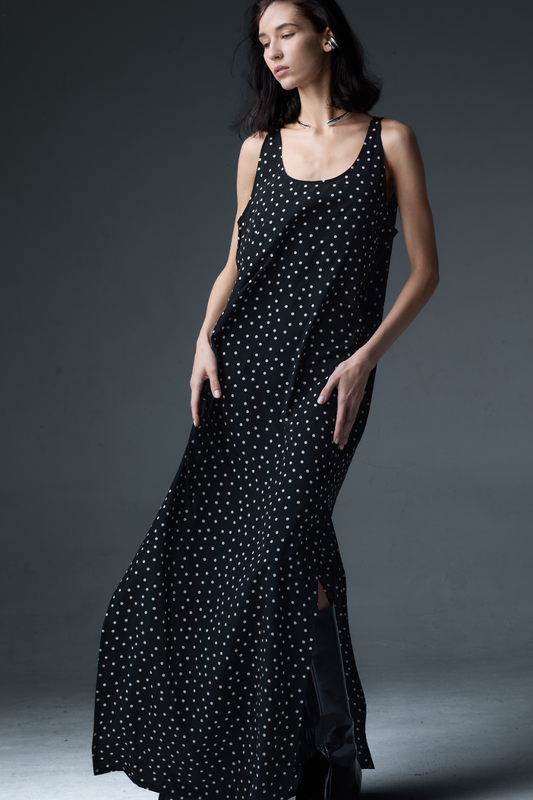 Ladies Polka Roundneck Dress