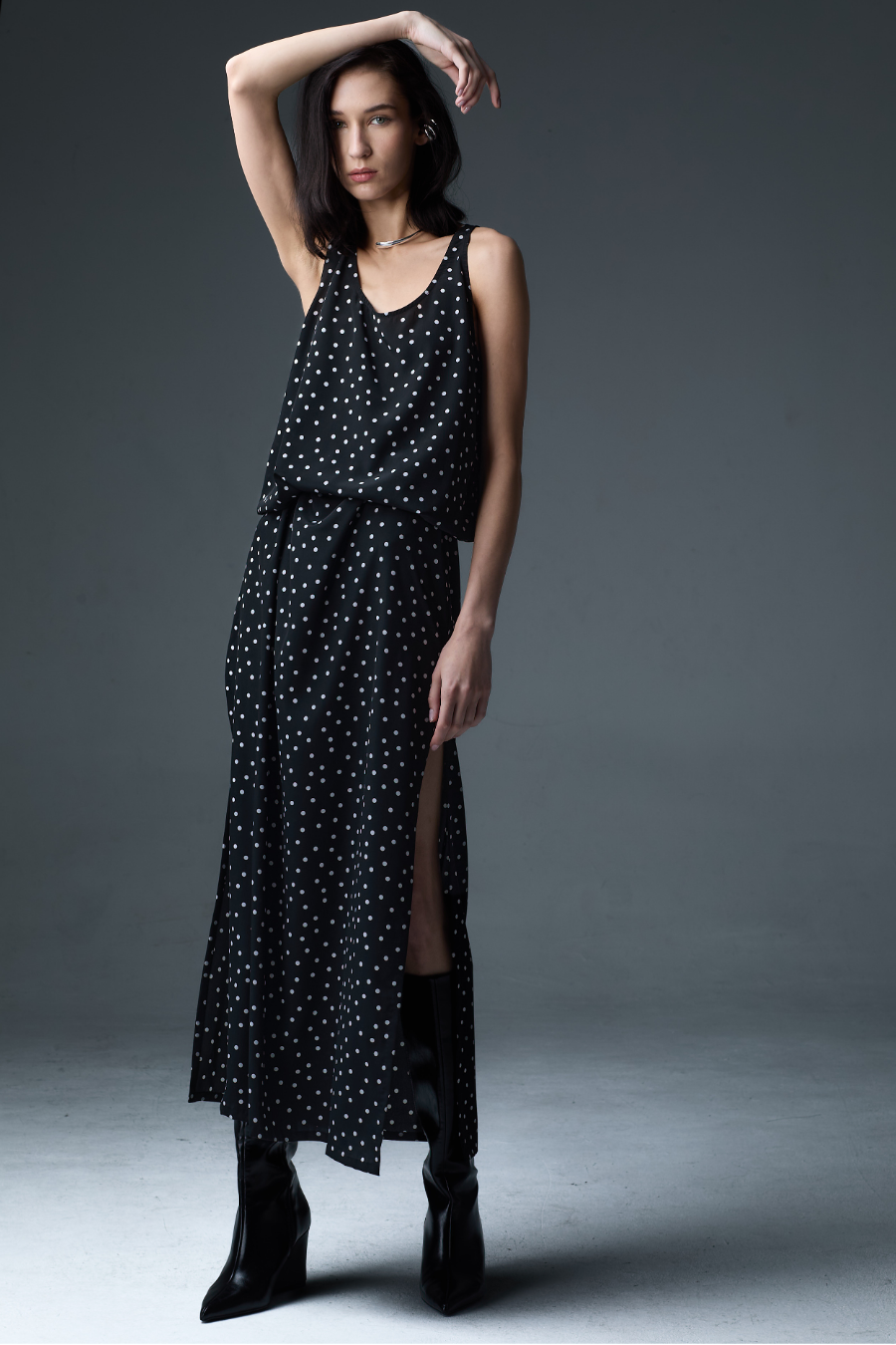 Ladies Polka Roundneck Dress